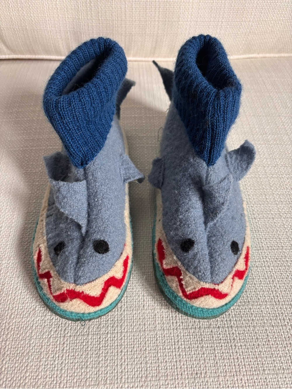 Garnet Hill Blue Shark Kids Slippers